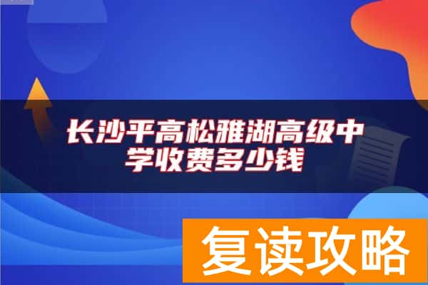 长沙平高松雅湖高级中学收费多少钱